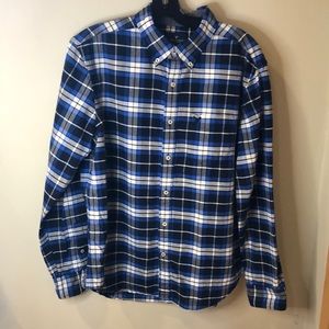 American Eagle twill plaid button down Large